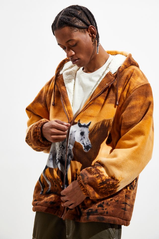 Wildkind Horse Print Sherpa Full-Zip Hooded Jacket #3