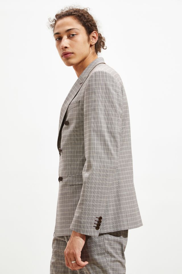 UO Plaid Slim Fit Double Breasted Suit Blazer #2