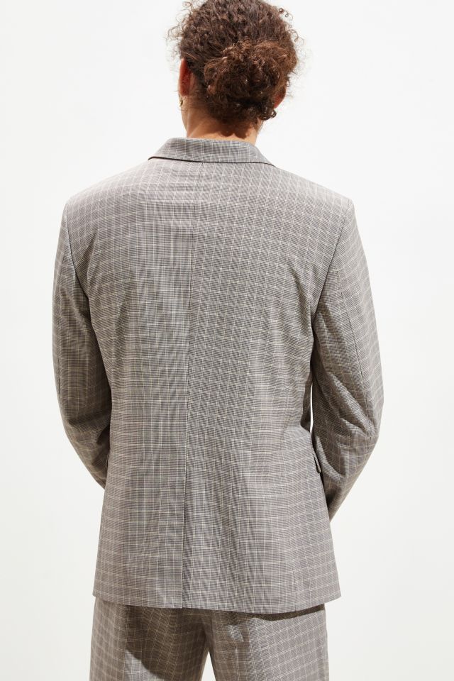 UO Plaid Slim Fit Double Breasted Suit Blazer #3