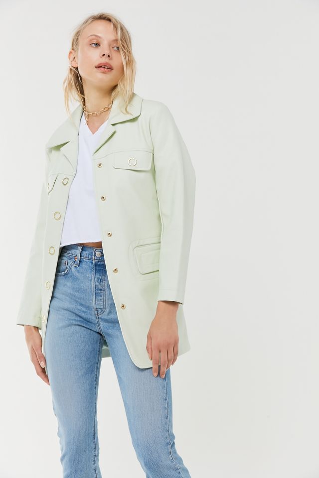 House Of Sunny Retro Faux Leather Belted Jacket #3