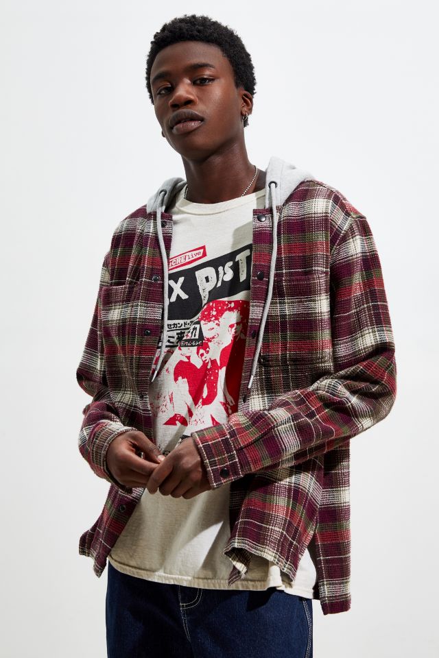 Plaid hooded sale shirt jacket