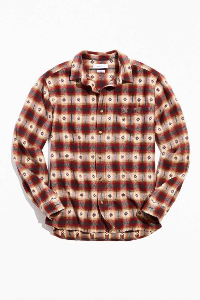 UO Ikat Dobby Flannel Button-Down Shirt  #1