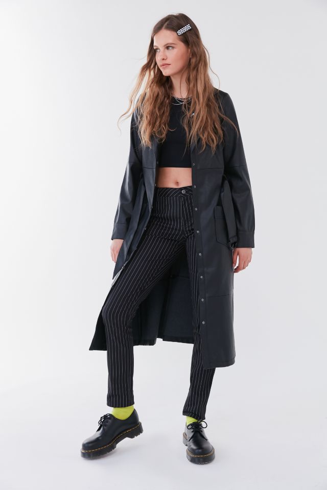 UO Faux Leather Trench Coat