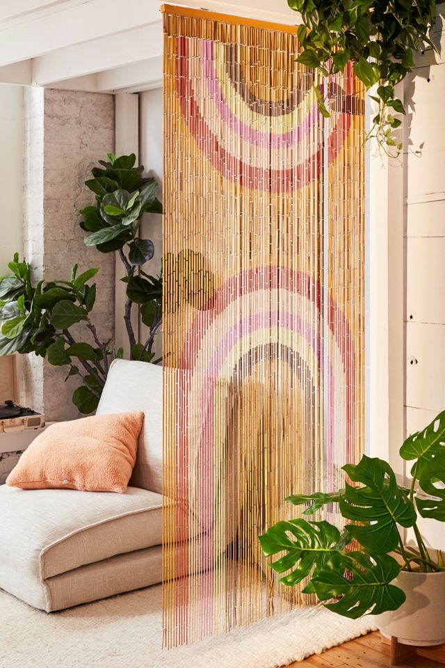 Rotere otte sammen Rainbow Bamboo Beaded Curtain | Urban Outfitters