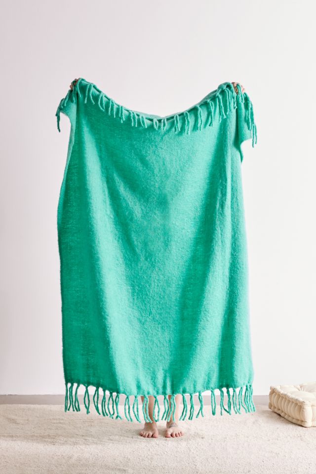 Brushed Fringe Trim Throw Blanket #1