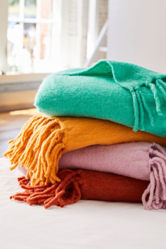 Brushed Fringe Trim Throw Blanket #4