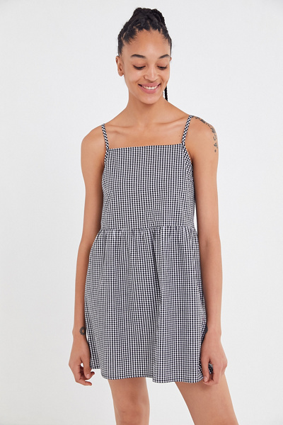 urban outfitters brown gingham dress Reese Espresso Slinky Maxi Dress