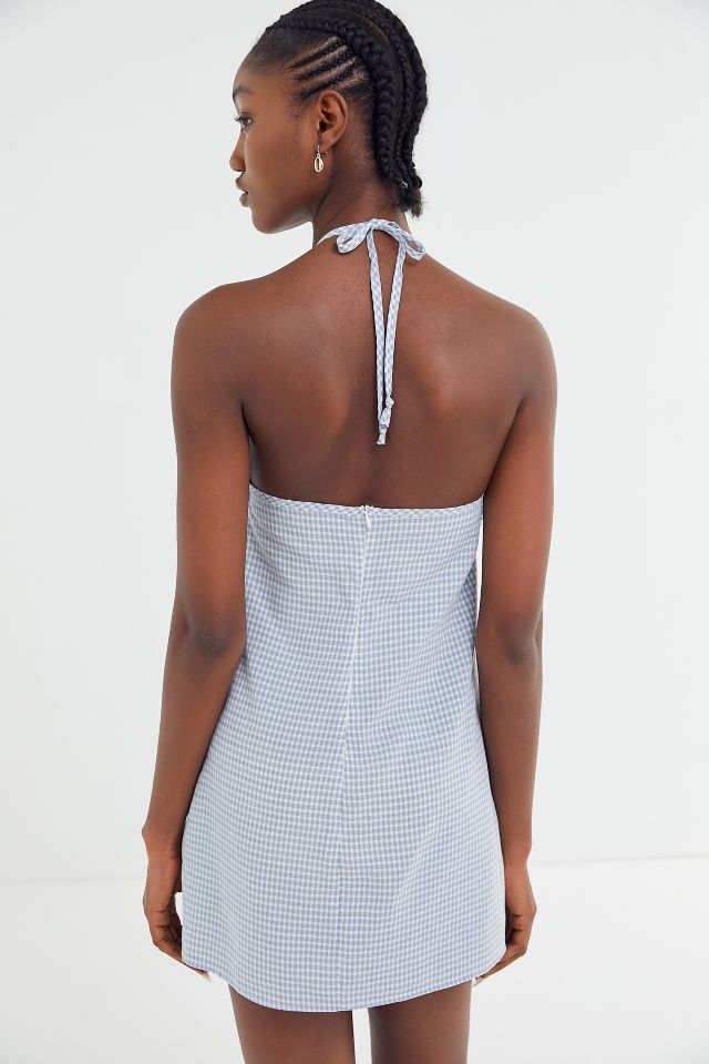Urban Renewal Remnants Rayon Gingham Halter Mini Dress