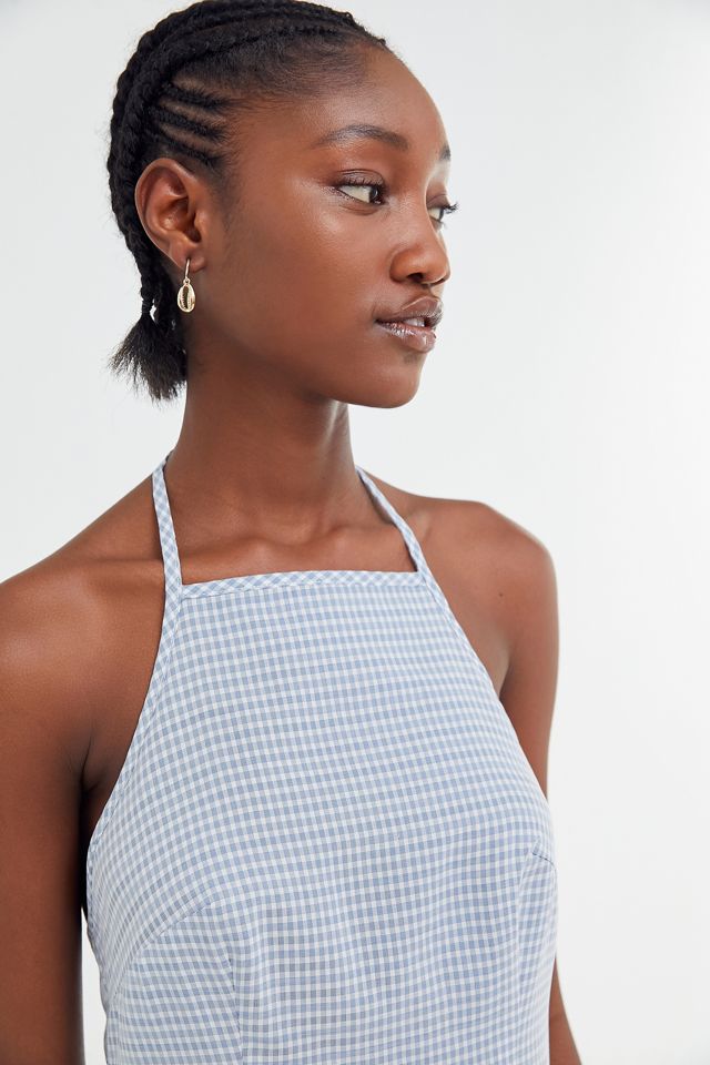 Urban Renewal Remnants Rayon Gingham Halter Mini Dress | Urban