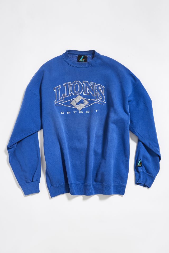 Detroit Lions Women's Blocked Fleece Crew - Vintage Detroit Collection