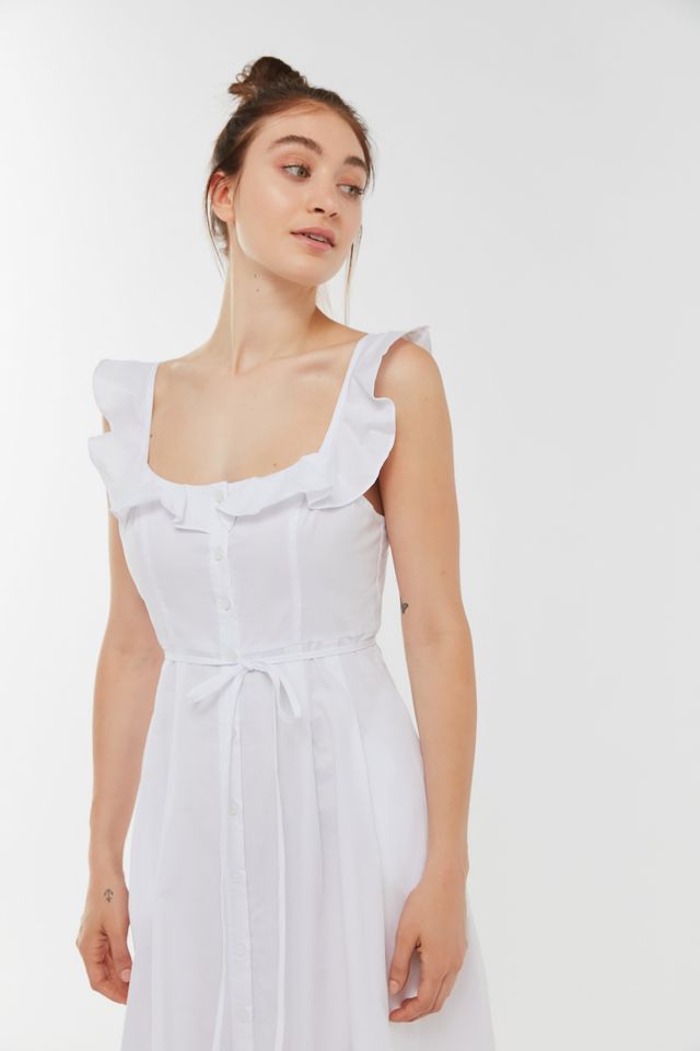 UO Poplin Ruffle Button-Front Midi Dress #2