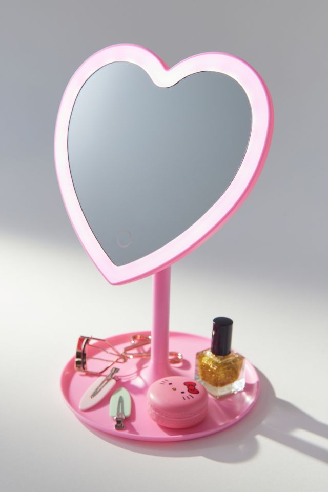 heart mirror pink heart mirror makeup mirror with led light espejo  maquillaje luz cute mirror Charging mirror