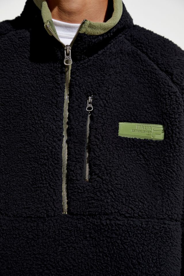 FILA Cozy Sherpa Half-Zip Black Sweatshirt  #1