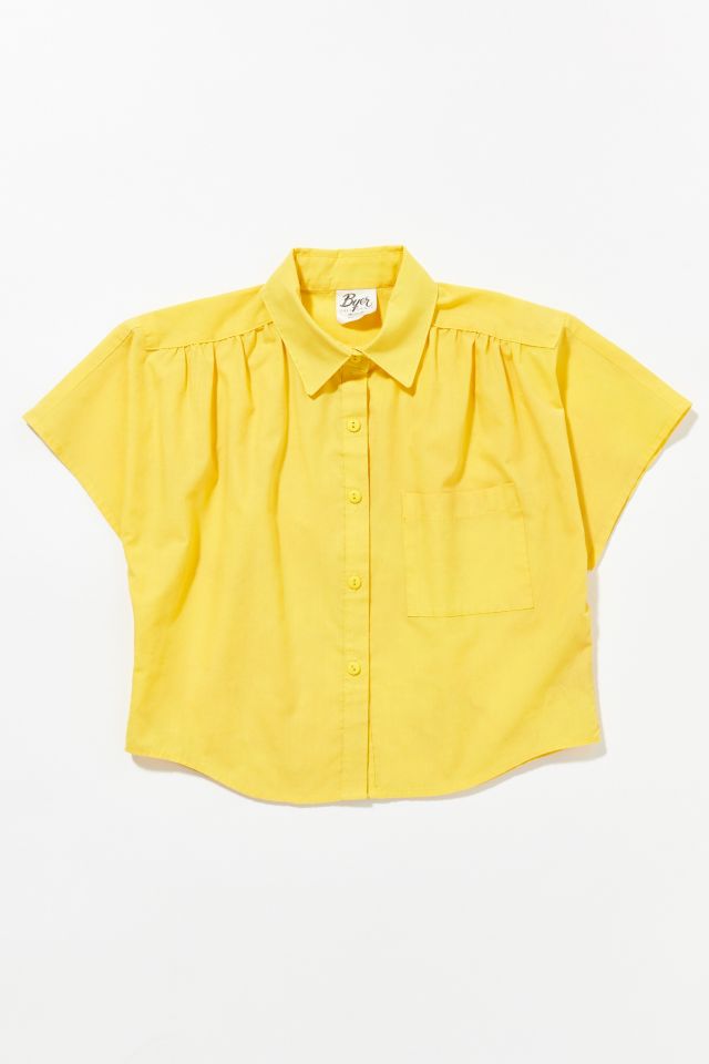 Vintage Yellow Short Sleeve Button-Down Shirt | Urban Outfitters