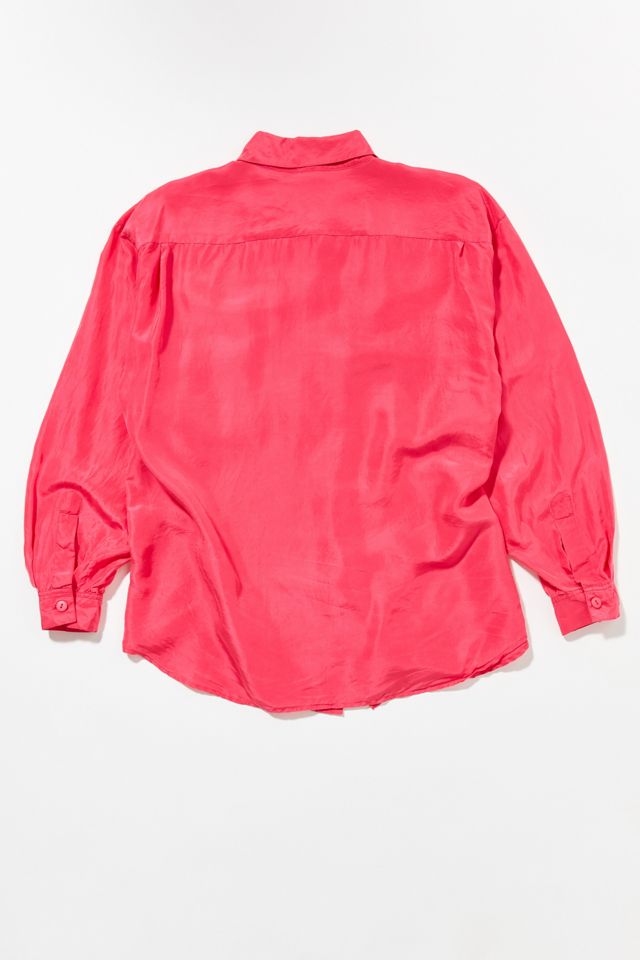 Pink Satin Button Down Shirt
