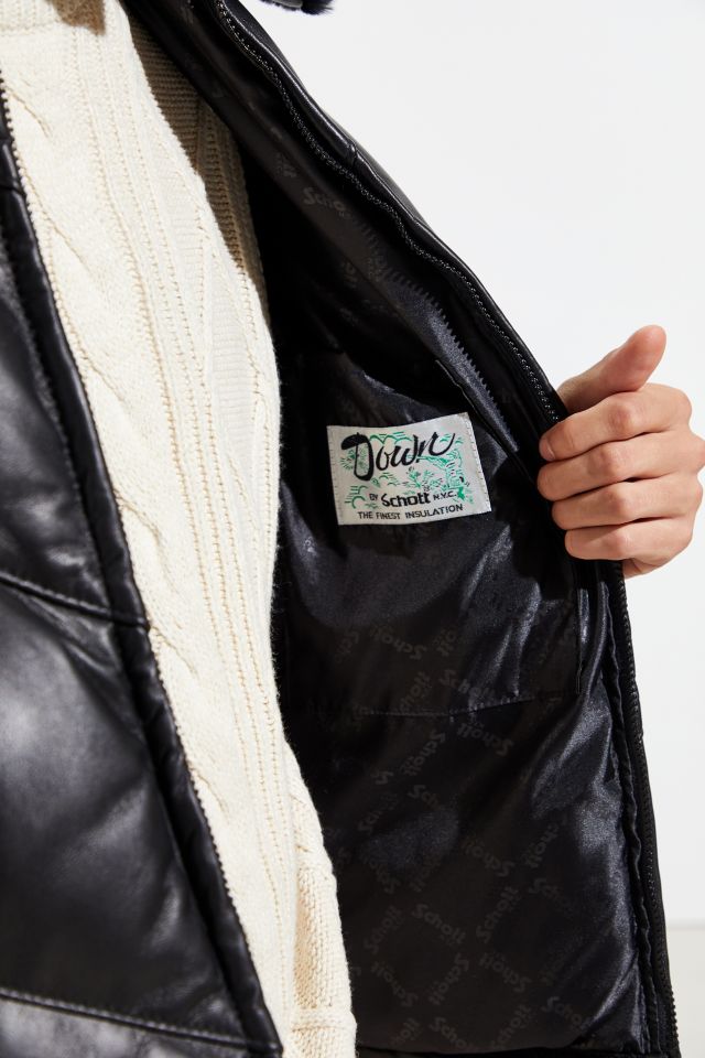 Blouson bouffant en cuir avec duvet Schott #3