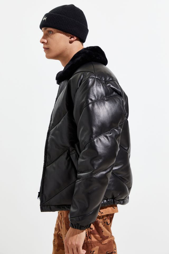 Blouson bouffant en cuir avec duvet Schott #4