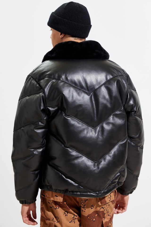 Blouson bouffant en cuir avec duvet Schott #5