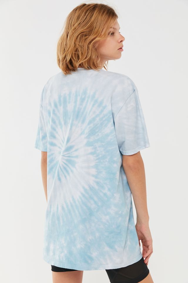blue tie dye t shirt dress Blue Tie Dye Ruched Side Ribbed T-shirt Dress