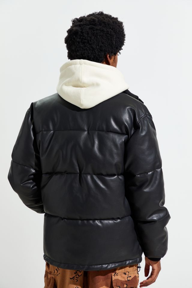 UO Faux Leather Puffer Coat #4