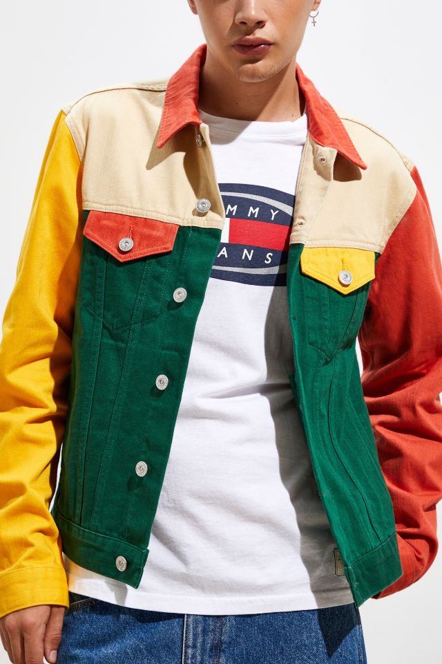 Colorblock jean jacket hotsell