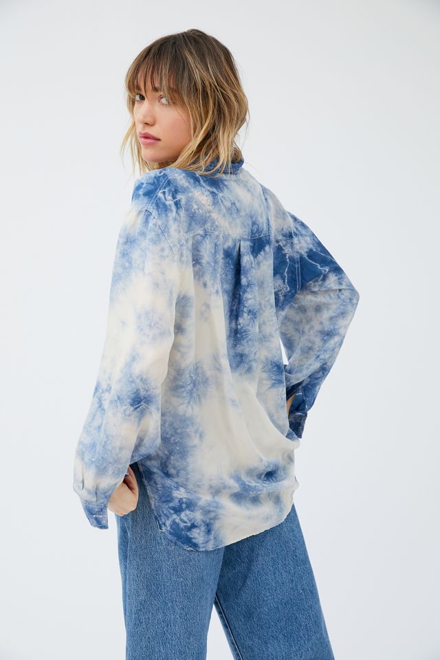 Vintage Tie-Dye Silk Button-Down Shirt  #2