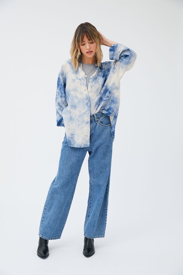 Vintage Tie-Dye Silk Button-Down Shirt  #3