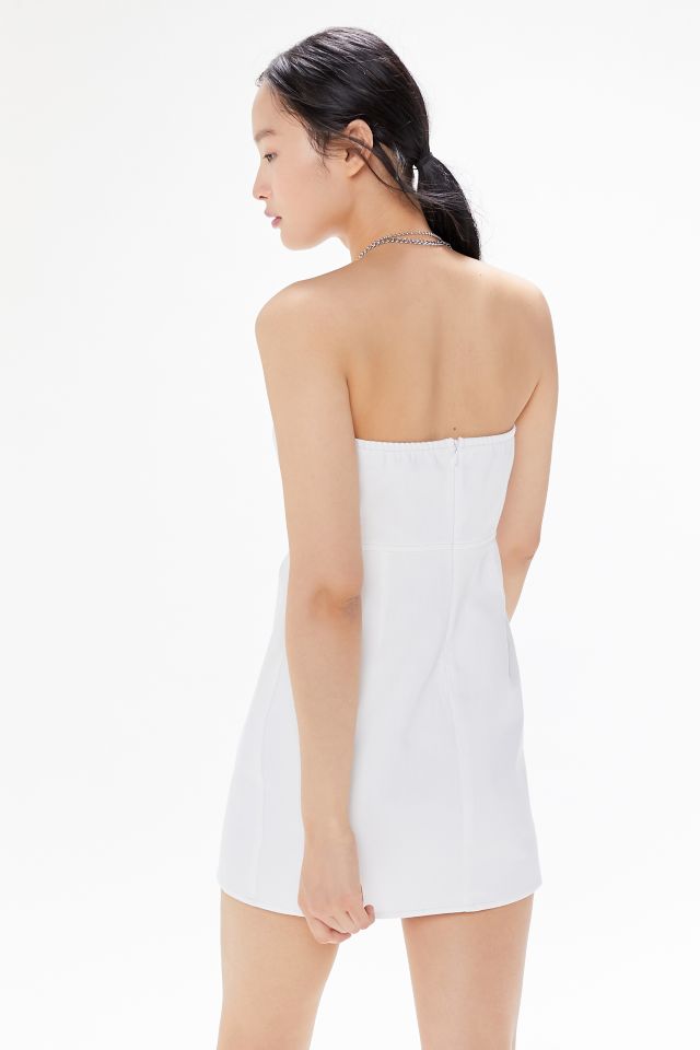 Urban Renewal Remnants White Denim Strapless Mini Dress #1