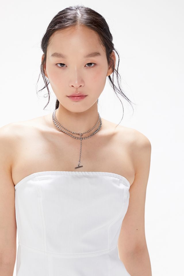 Urban Renewal Remnants White Denim Strapless Mini Dress #3