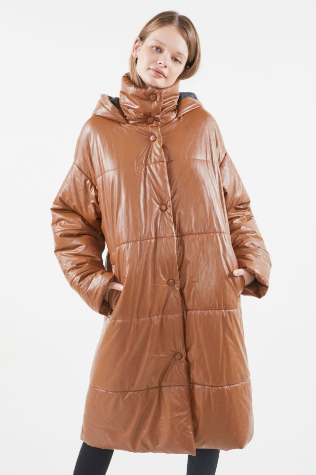 UO Oversized Faux Leather Puffer Coat #3