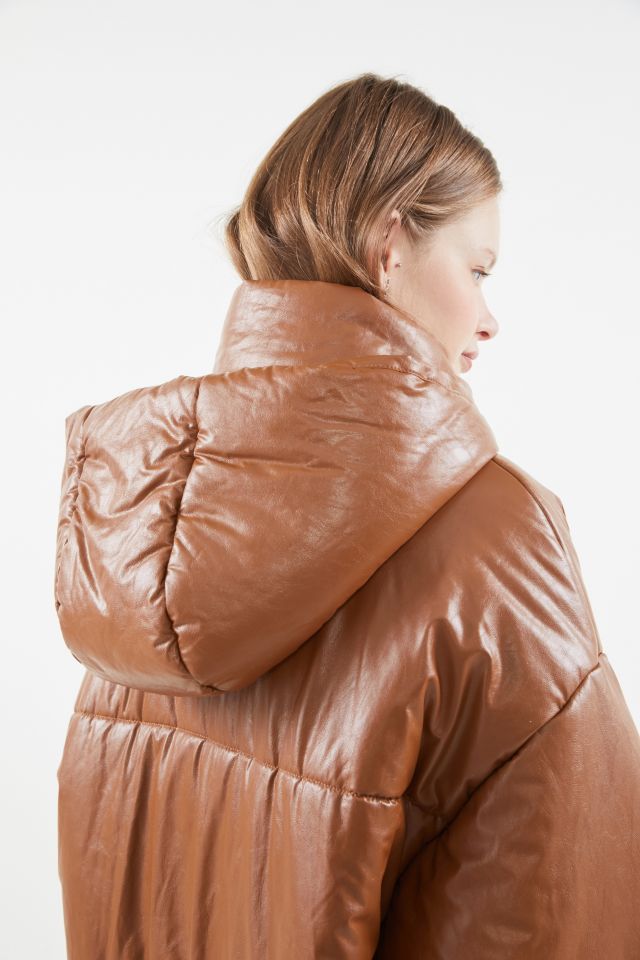 UO Oversized Faux Leather Puffer Coat #4
