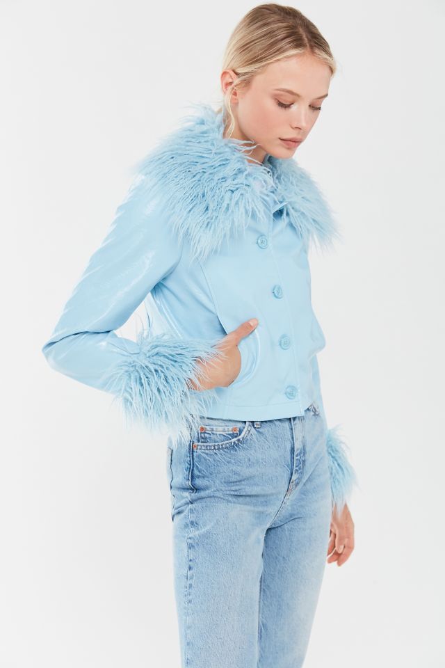 UO Mia Pleather Faux Fur Trim Jacket #1