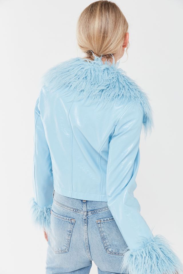 UO Mia Pleather Faux Fur Trim Jacket #2