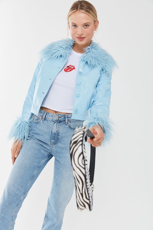 UO Mia Pleather Faux Fur Trim Jacket #3