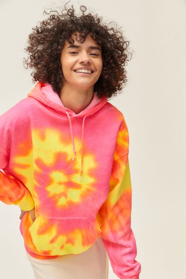 Pink and yellow hot sale tie dye sweatshirt