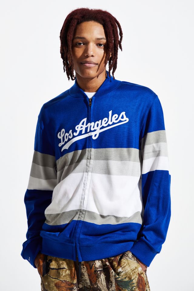 Los Angeles Dodgers Mitchell & Ness Front Stripe Full-Zip Sweater - Royal