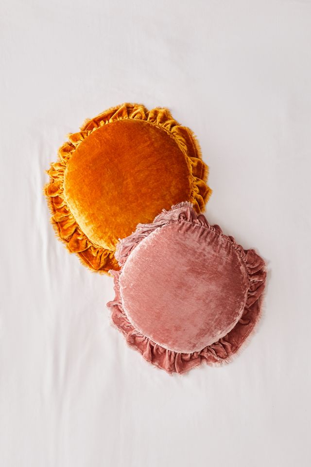 Velvet Ruffle Round Throw Pillow | Urban Outfitters Canada