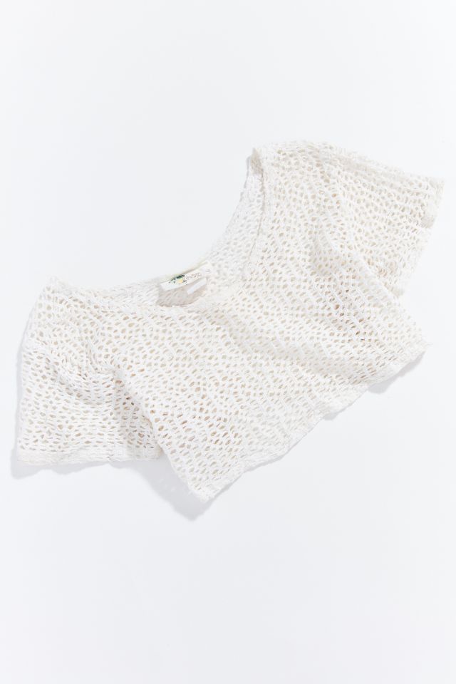 Urban Outfitters Uo Clare Crochet Square Neck Top