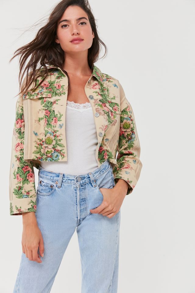 Kimchi Blue Floral Cropped Trucker Jacket #1