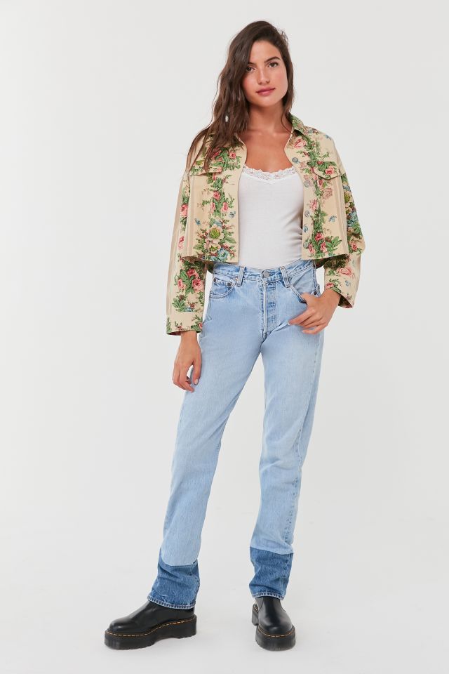 Kimchi Blue Floral Cropped Trucker Jacket #3