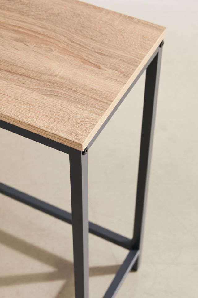 Charter Oak and Black Metal Slim Entryway Table with Storage