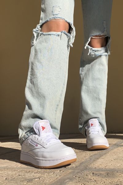 Reebok Club C Double Trainer In Chalk And Pink - Exclusive To ASOS-White