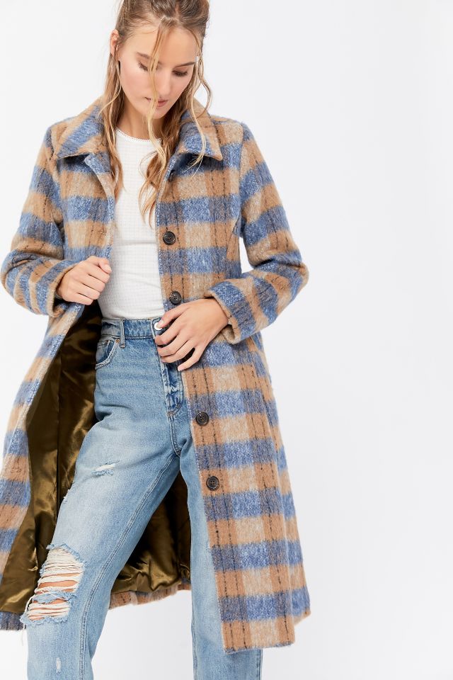 UO Rita Plaid Brushed Wool Coat | Urban Outfitters