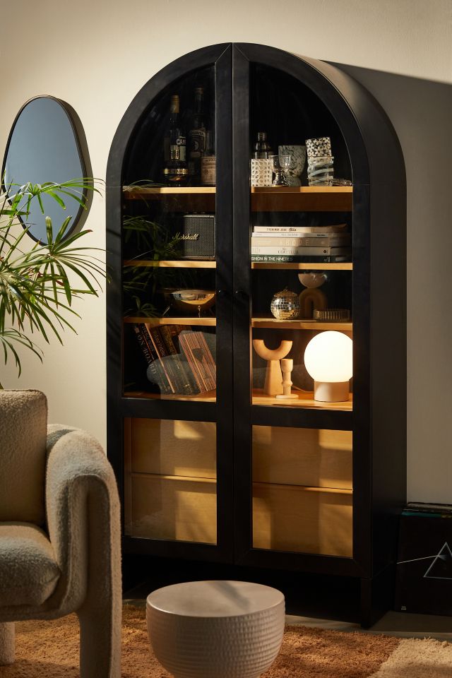 Ventana Black Glass Display Curio Storage Cabinet + Reviews