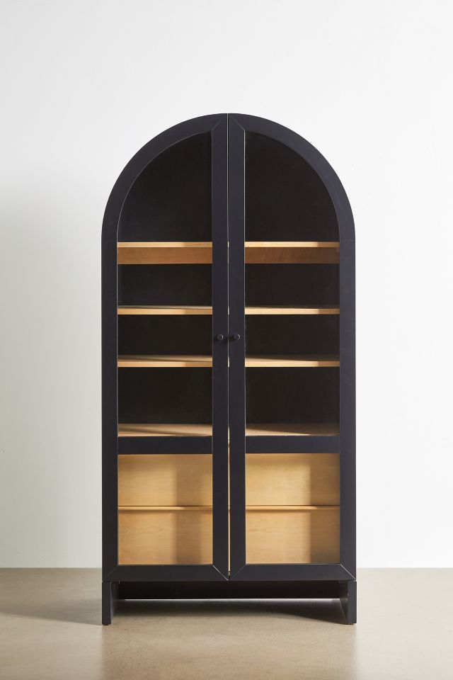 Ventana Black Glass Display Curio Storage Cabinet + Reviews