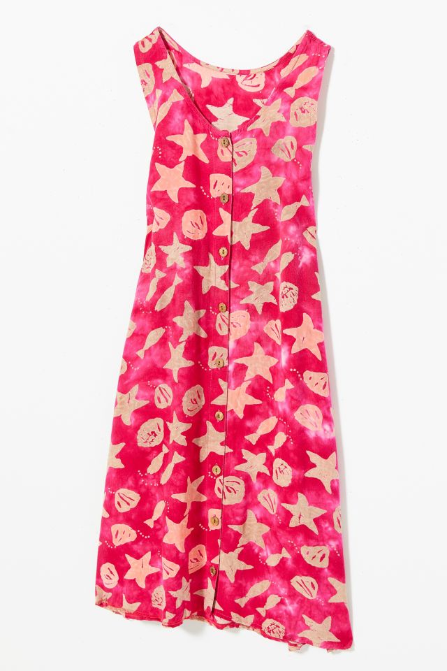 Vintage Pink Star Button-Front Mini Dress #1