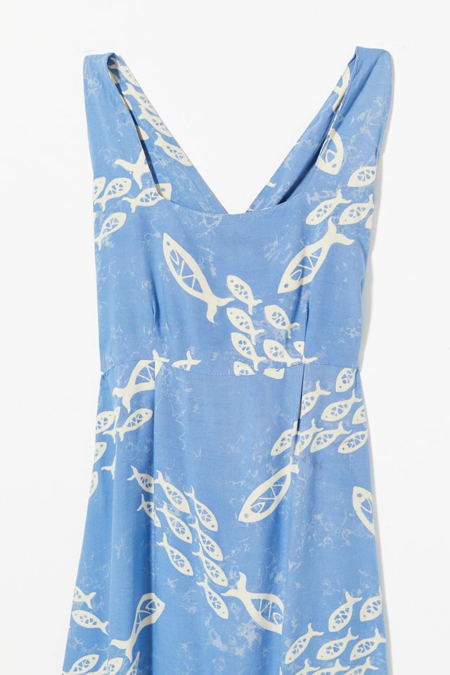 Vintage Blue Fish Maxi Dress | Urban Outfitters