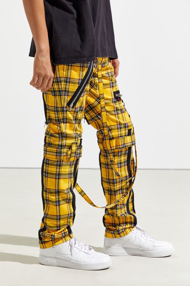 Cargo Pants Yellow And Black Plaid Pants Mens Tripp NYC Zip Chain