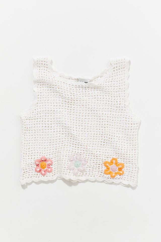 Vintage White Crochet Flower Tank Top Urban Outfitters Canada