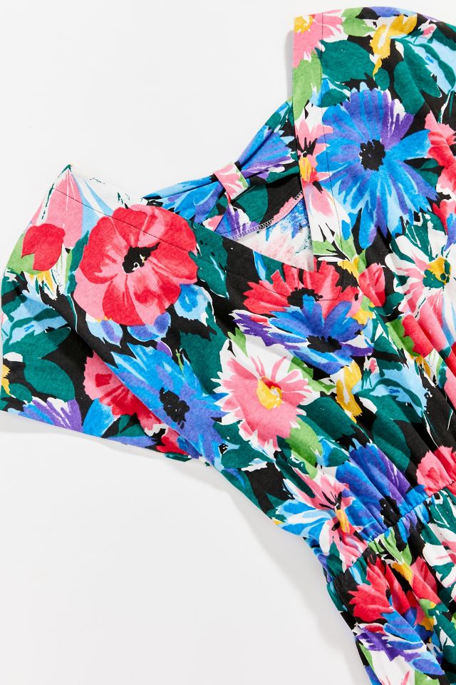 Vintage Floral Keyhole Back Midi Dress  #1